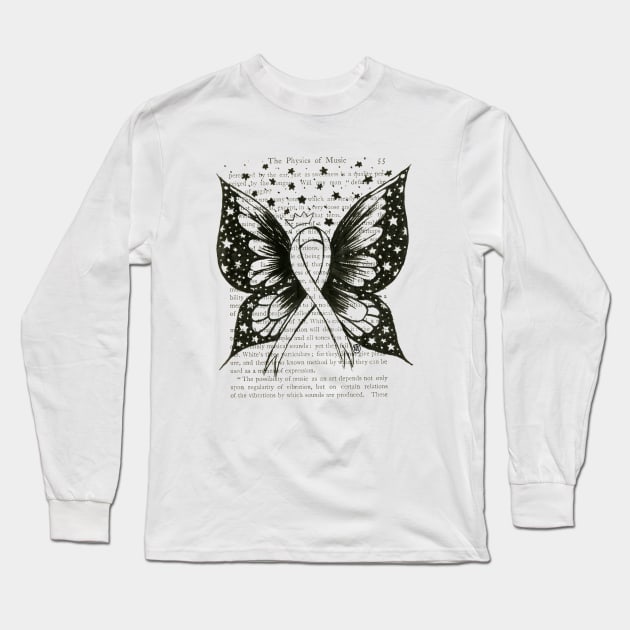 Thyroid Cancer Ribbon w/ wings- black Long Sleeve T-Shirt by Polkadotdreamer